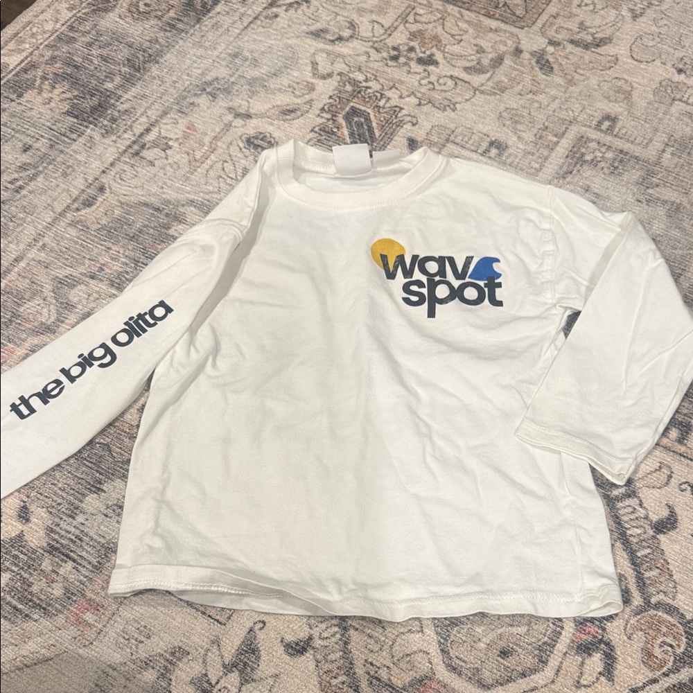 Zara Kids White Long Sleeve Tee with Blue and Yellow Accents